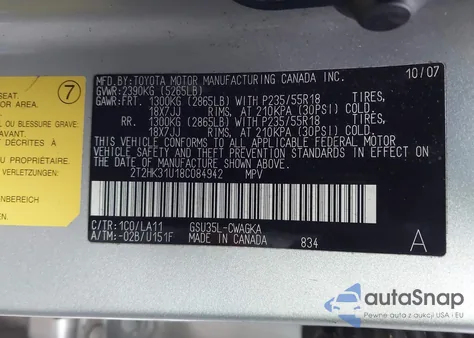 2008 Lexus Rx 350 from USA, damaged, VIN 2T2HK31U18C084942